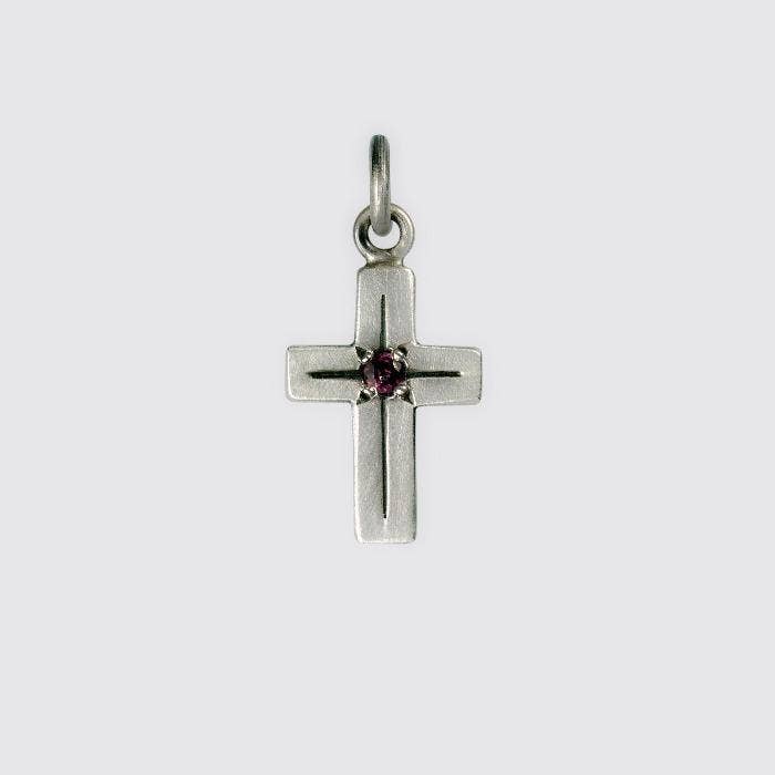 Tiny Cross Charms With Star Set Stone: Diamond