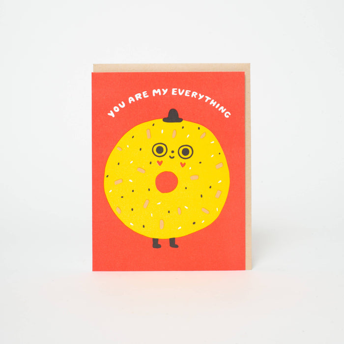 You're My Everything Bagel Letterpress Greeting Card by Suzy Ultman: Paper tab