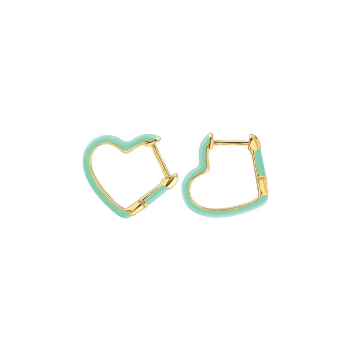 Open Heart Enamel Hinged Huggie Hoop Earrings 18K Gold Vermeil 15mm Heart Shaped Hoops Multiple Colors Hinge Closure Nickel Free Hypoallergenic Ships from CA: Black