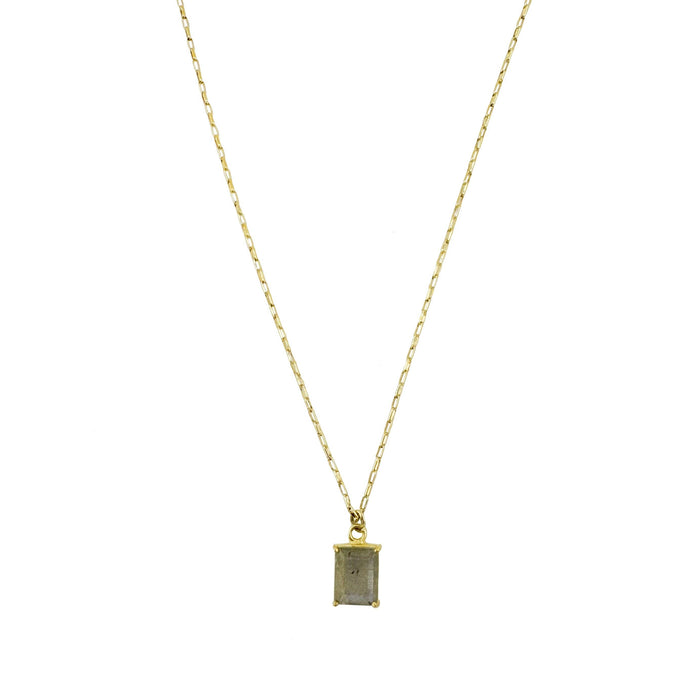 Labradorite rectangle necklace: Vermeil