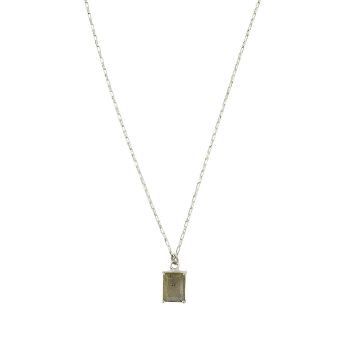 Labradorite rectangle necklace: Vermeil