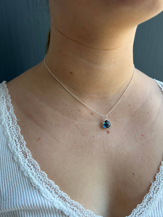 London blue quartz. necklace: Vermeil