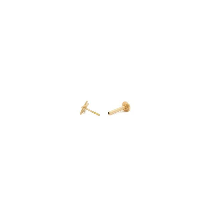 Star Flat Back Single Stud Earrings in 14k Gold: 14K Yellow Gold