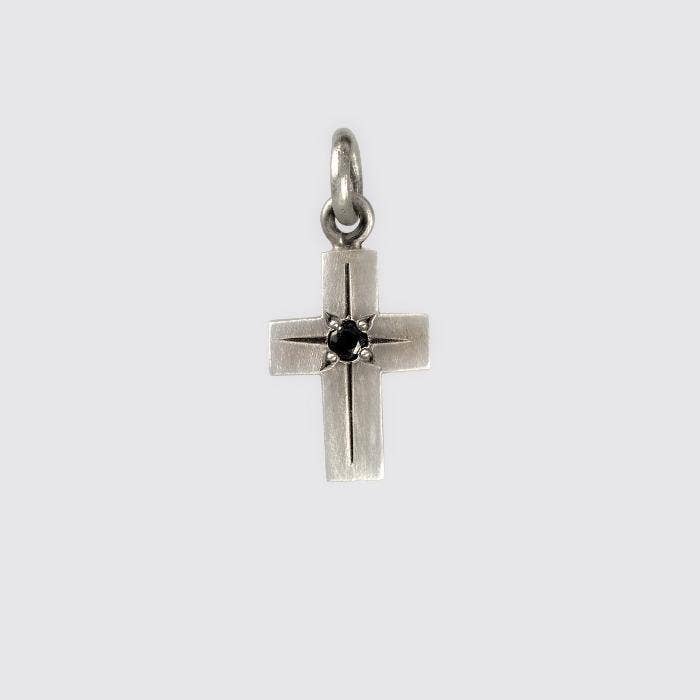 Tiny Cross Charms With Star Set Stone: Diamond