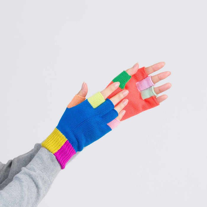 Mismatch Fingerless Gloves: Rainbow