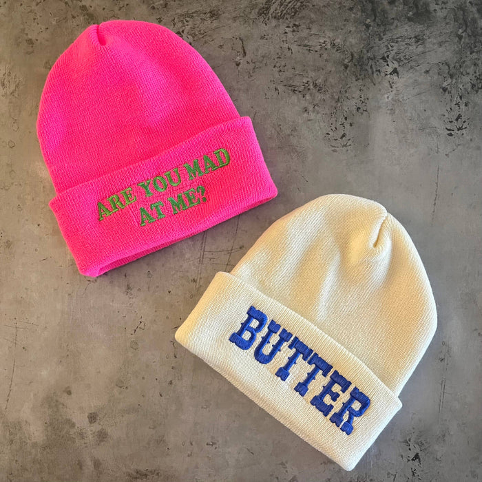 Are you mad at me knit beanie hat Made in America foodie