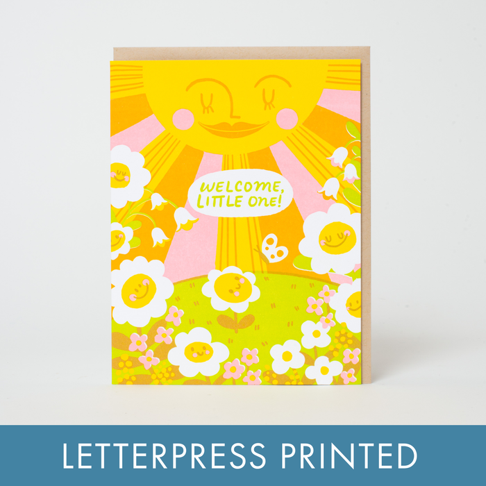 Welcome Baby Garden Letterpress Greeting Card by Hello!Lucky: Paper tab