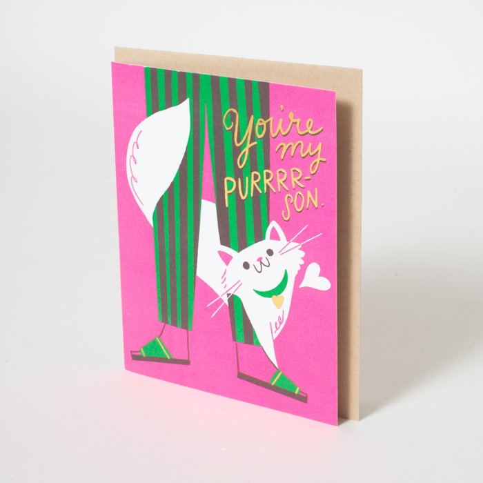 Cat Love Punny Letterpress Greeting Card by Hello!Lucky: Paper tab