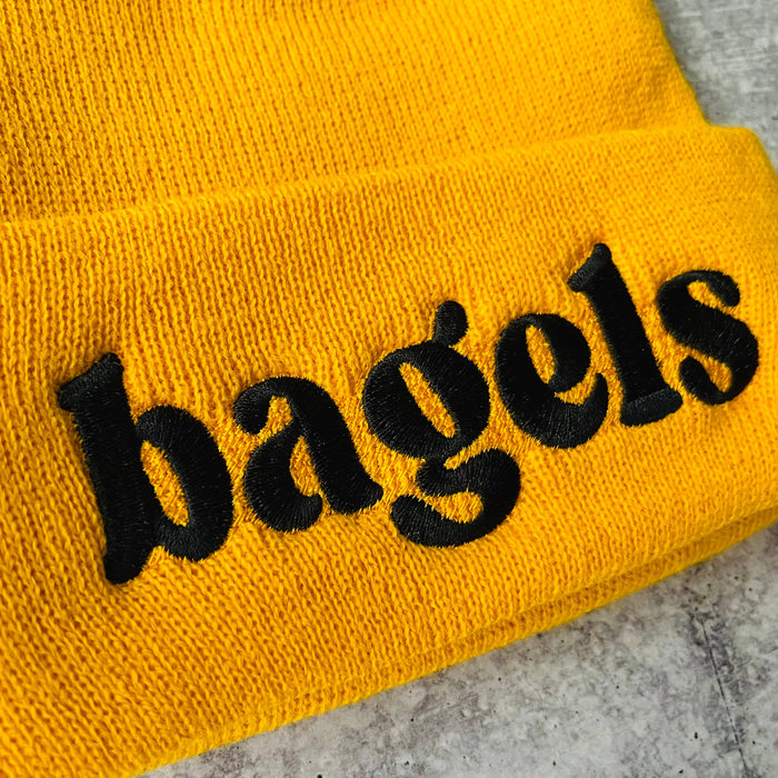 Bagels knit beanie Winter hat yellow Made in America usa: Yellow