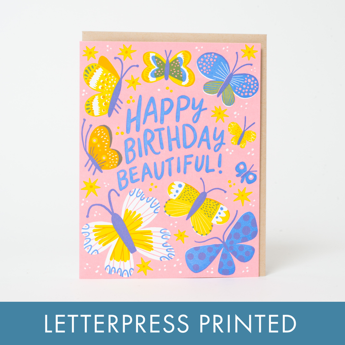 Butterfly Birthday Letterpress Greeting Card by Hello!Lucky: Paper tab