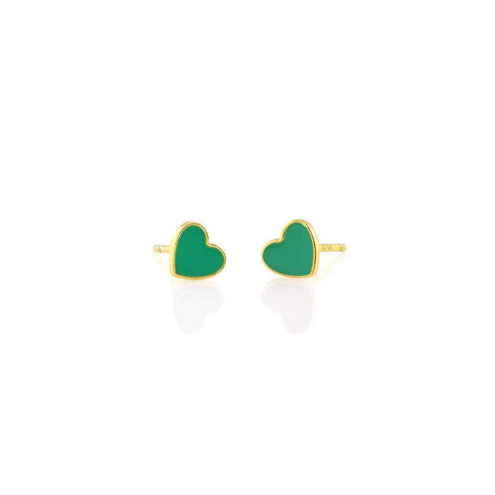 Petite Heart Enamel Stud Earrings 18K Gold Vermeil | Sterling Silver 6mm Heart Multiple Colors Nickel Free Hypoallergenic Ships from CA: Aubergine