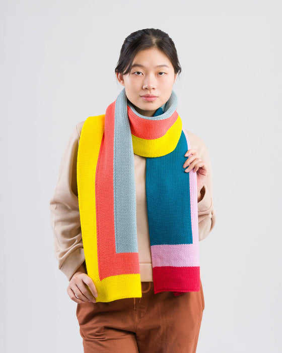 Corner Colorblock Big Scarf: Rust