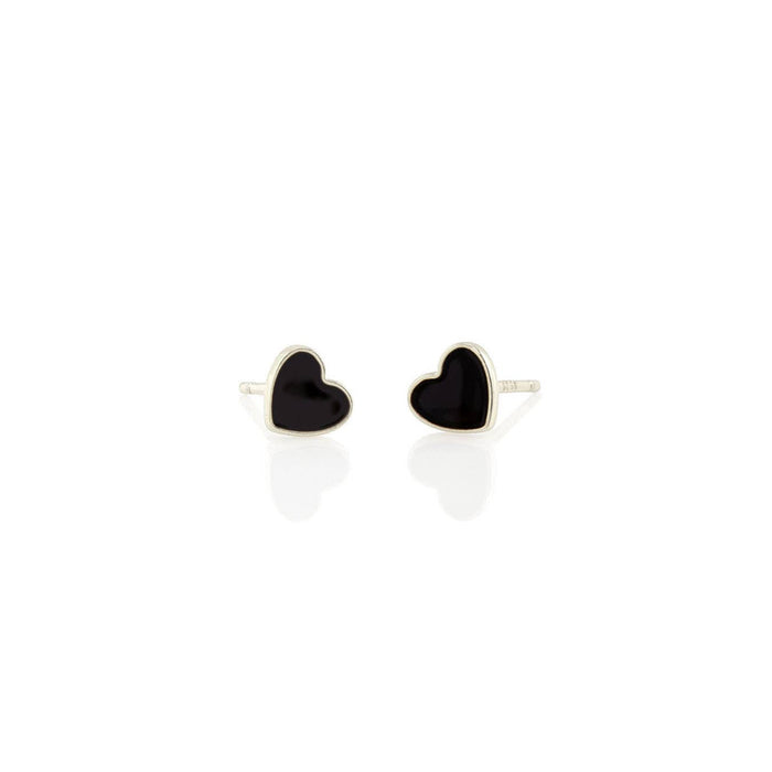 Petite Heart Enamel Stud Earrings 18K Gold Vermeil | Sterling Silver 6mm Heart Multiple Colors Nickel Free Hypoallergenic Ships from CA: Aubergine