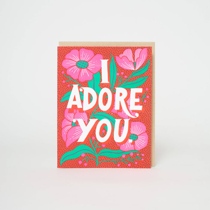 Adore You Flowers Love Letterpress Greeting Card by Hello!Lucky: Paper tab