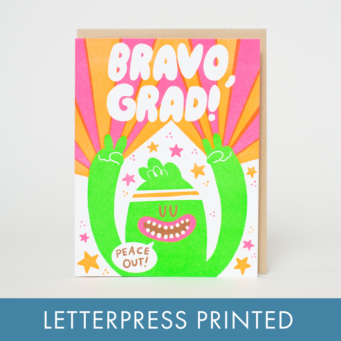 Graduation Congrats Monster Letterpress Greeting Card by Hello!Lucky: Paper tab