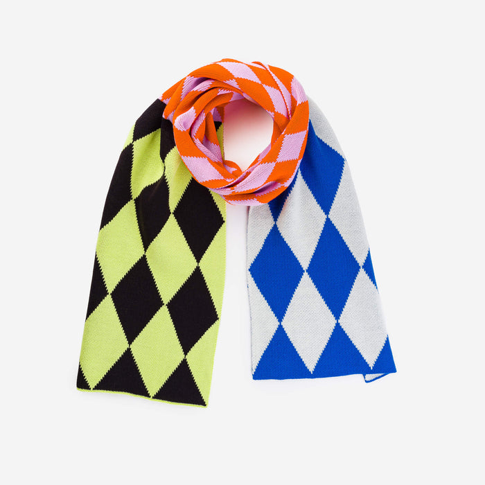 Harlequin Big Scarf, White Cobalt