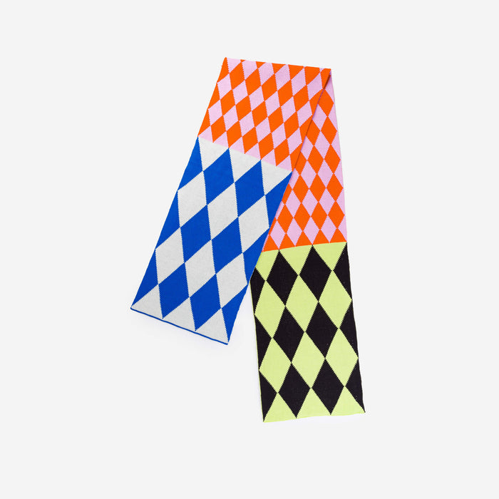 Harlequin Big Scarf, White Cobalt