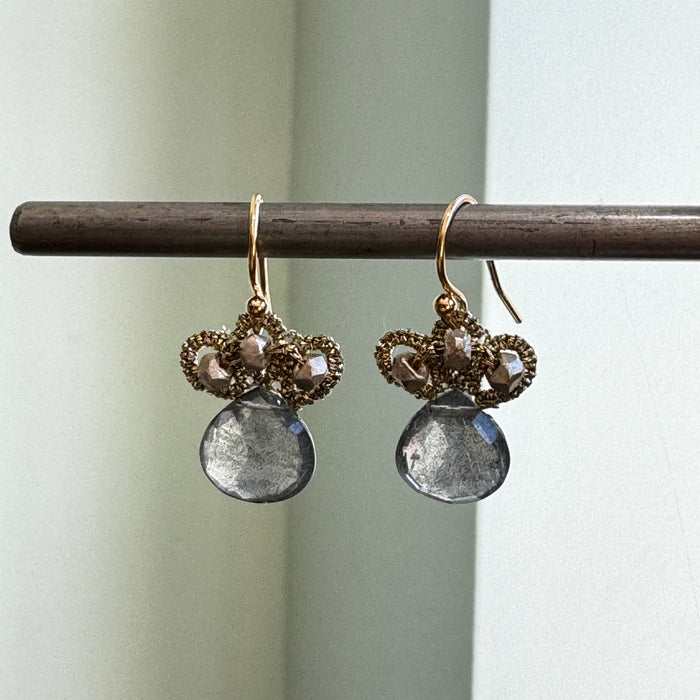 Woven Labradorite Loop Earrings