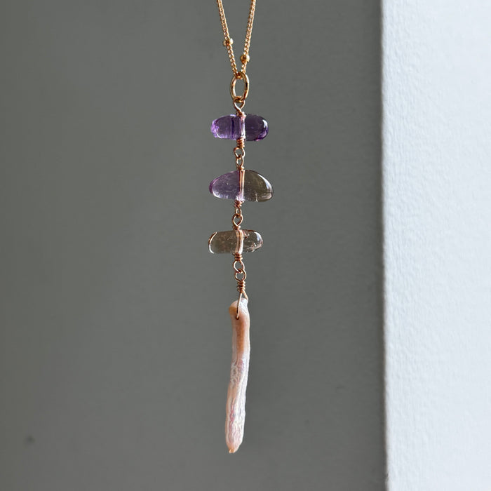 ametrine and pearl necklace