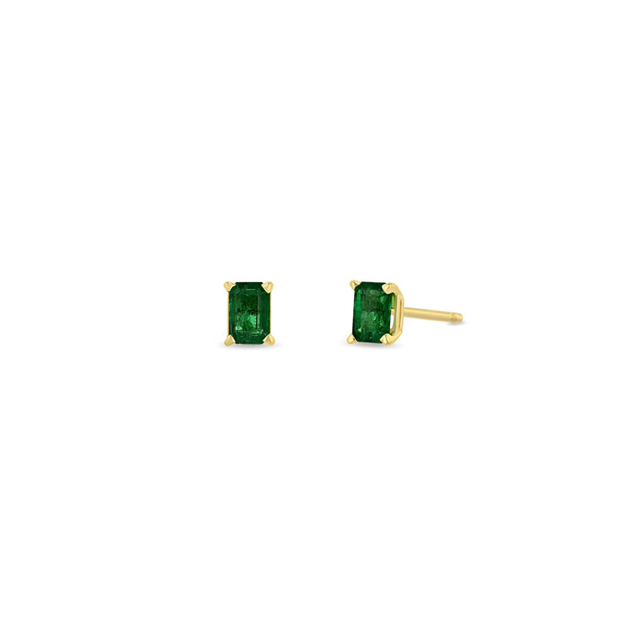 14kt Emerald Cut Emerald Studs