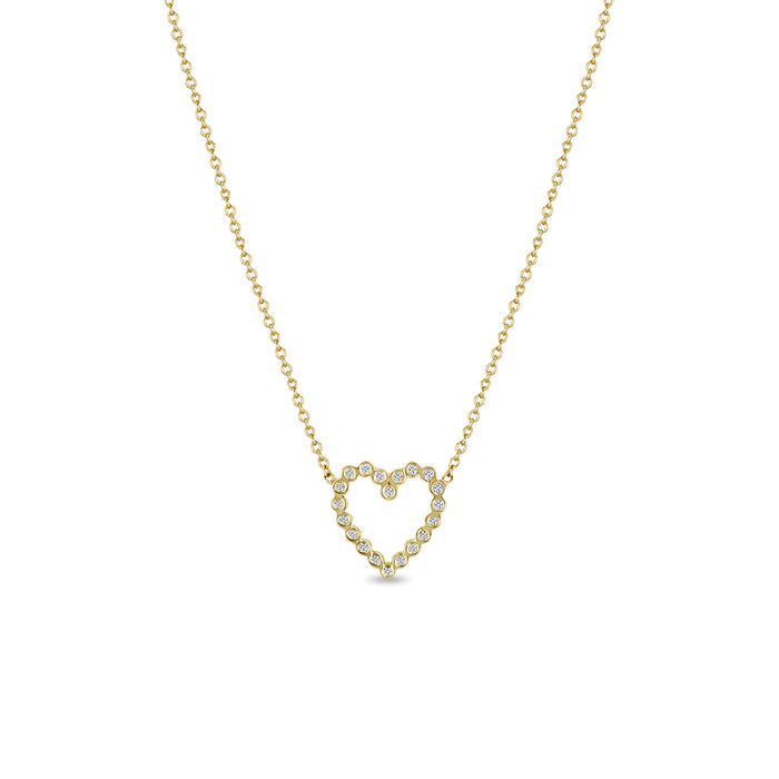 14kt Smal Diamond Bezel Heart Necklace