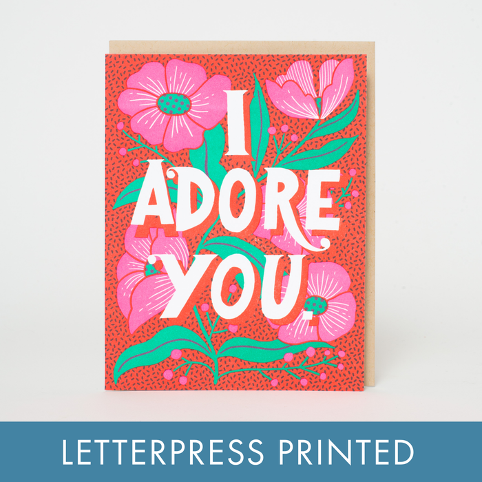 Adore You Flowers Love Letterpress Greeting Card by Hello!Lucky: Paper tab