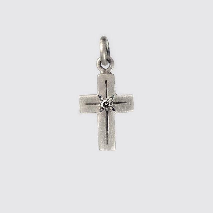 Tiny Cross Charms With Star Set Stone: Diamond