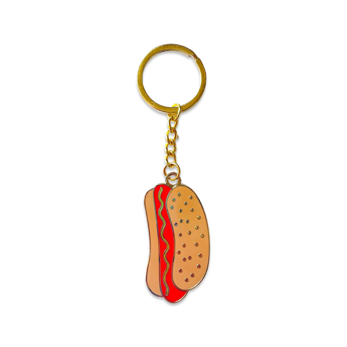 Enamel Hot Dog Keychain