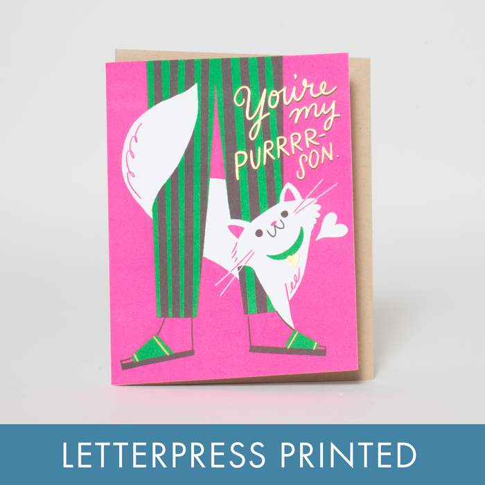 Cat Love Punny Letterpress Greeting Card by Hello!Lucky: Paper tab