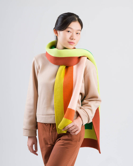 Corner Colorblock Big Scarf: Rust