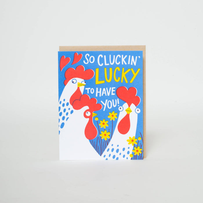 Chicken Love Punny Letterpress Greeting Card by Hello!Lucky: Paper tab