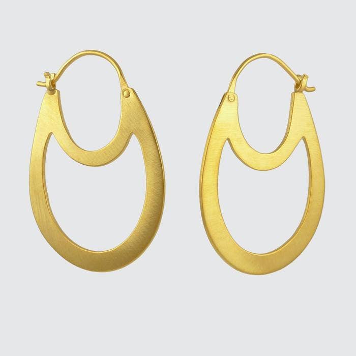 Double Oval Hoop Earrings: Gold Plate