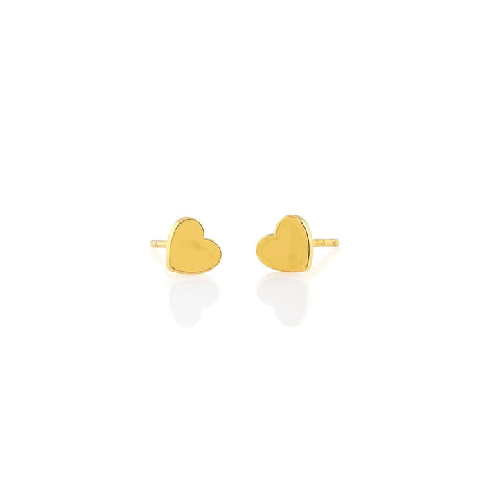 Petite Heart Enamel Stud Earrings 18K Gold Vermeil | Sterling Silver 6mm Heart Multiple Colors Nickel Free Hypoallergenic Ships from CA: Aubergine