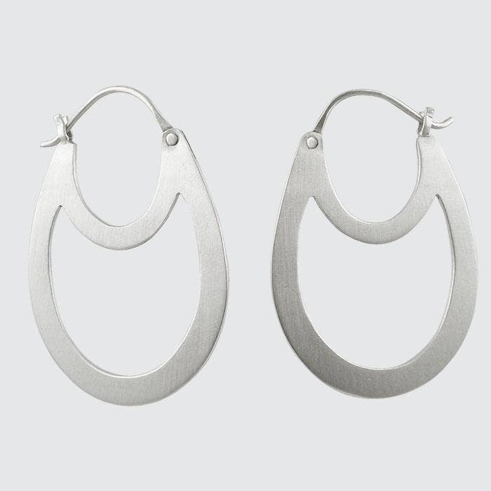 Double Oval Hoop Earrings: Gold Plate