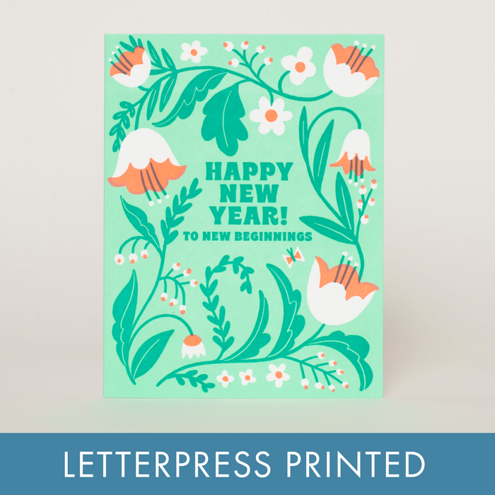 New Year, New Beginnings Letterpress Greeting Card by Hello!Lucky: Paper tab