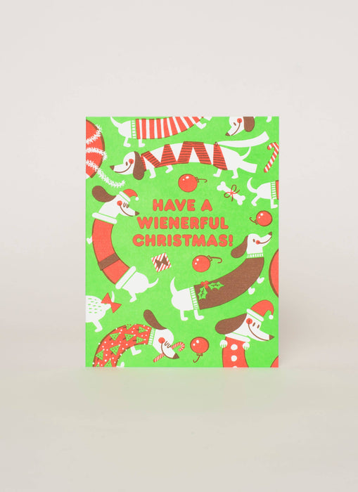 Wienerful Christmas Dogs Letterpress Greeting Card by Hello!Lucky : Paper tab