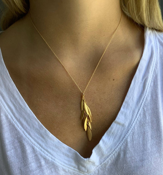 Leaf cluster necklace: Vermeil