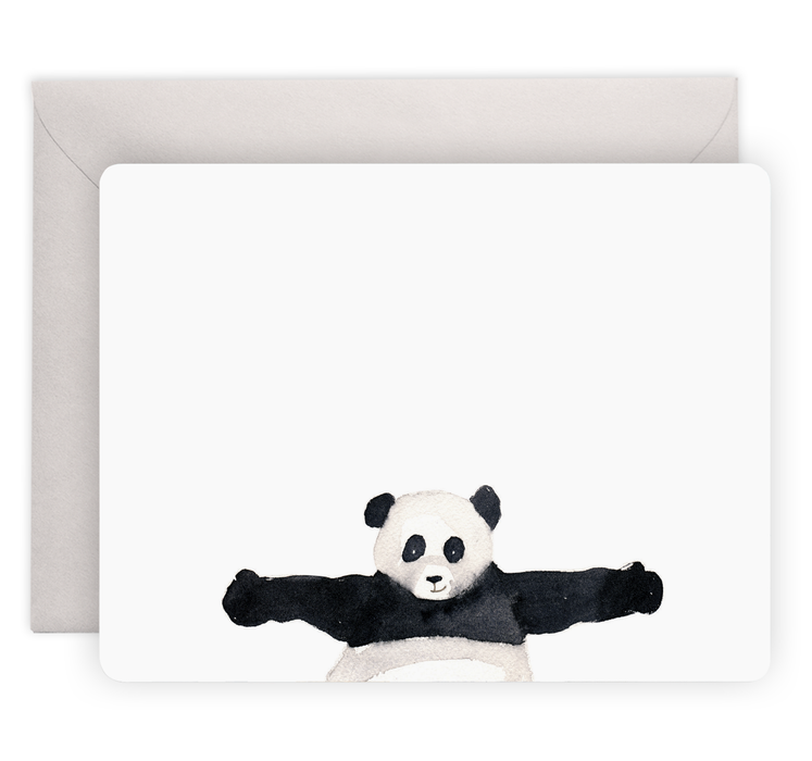 Panda Hug Flat Note Stationery, Box of 8