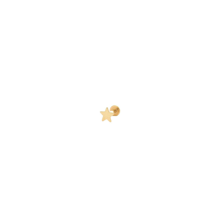 Star Flat Back Single Stud Earrings in 14k Gold: 14K Yellow Gold