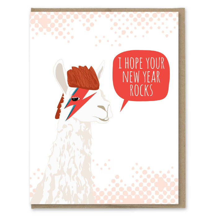 New Year Rocks Bowie Llama Card