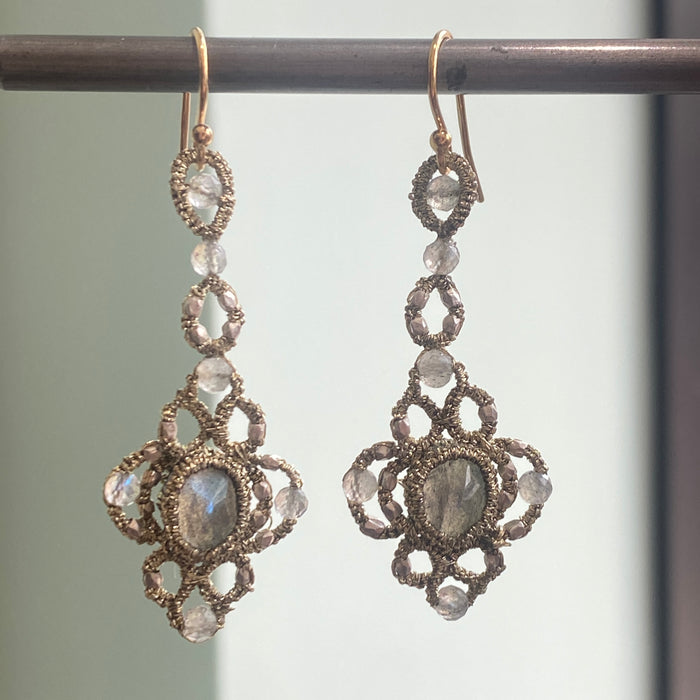 Long Labradorite Lace Earrings